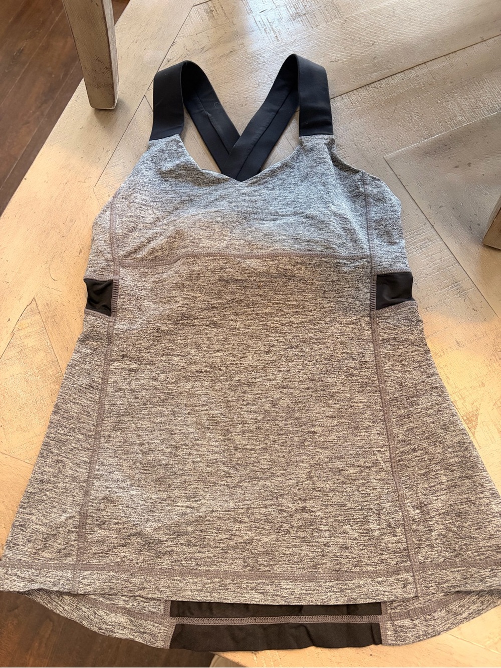 Lululemon Grey Heather Athletic Tank with Black Straps